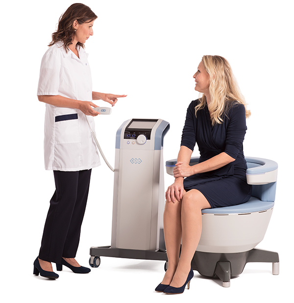 Patient EmSella Chair Pelvic floor therapy rehabiliataion sussex chichester incontinence